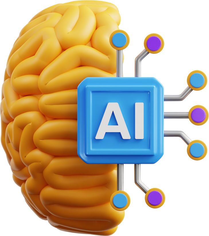 3D Artificial Intelligence Brain Illustration